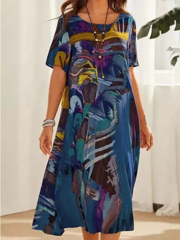 Zaya Print Dress in soft volume and casual elegance