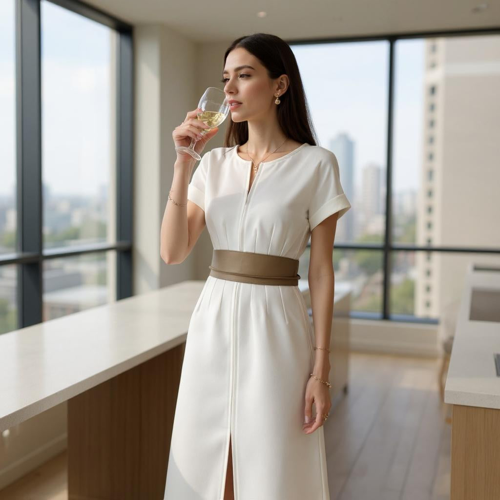 Lunaria White Dress of sculpted elegance and summer purity