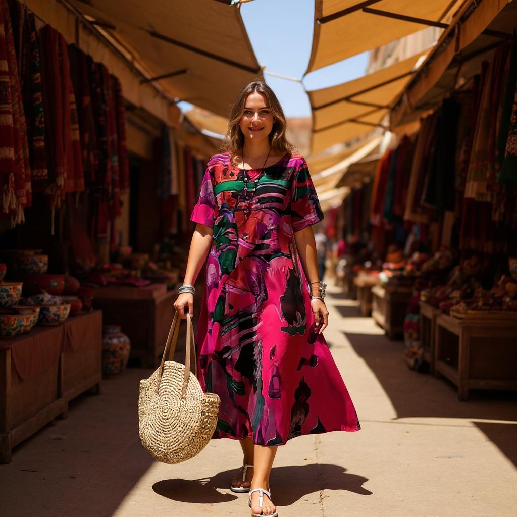 Zaya Print Dress in soft volume and casual elegance