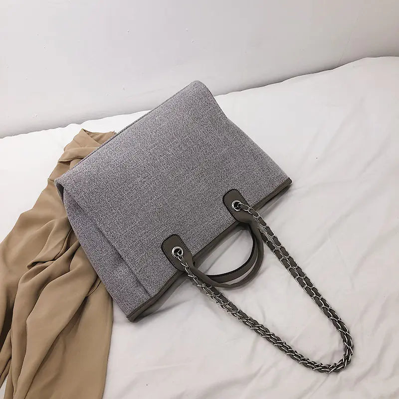 Chic Canvas Chain-Strap Tote