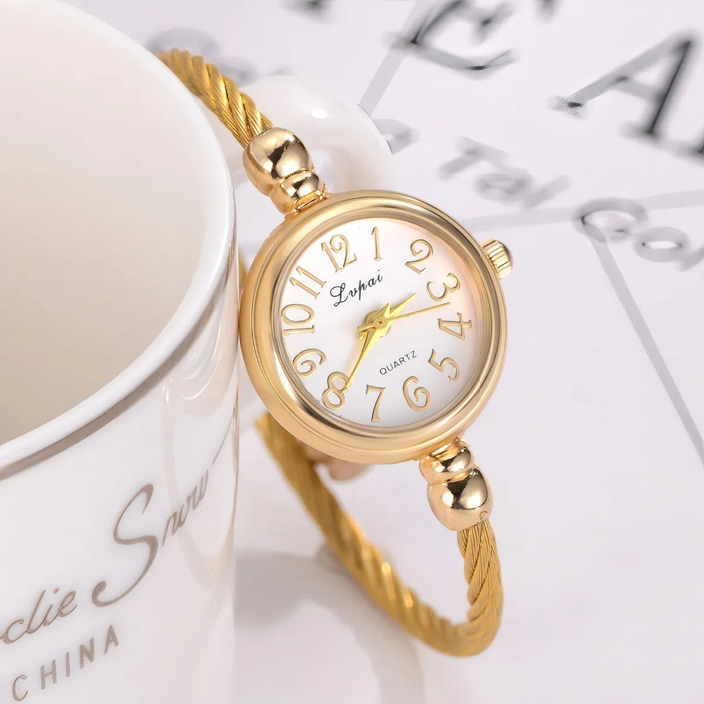 Grace Golden Bracelet Watch with Fine Chain