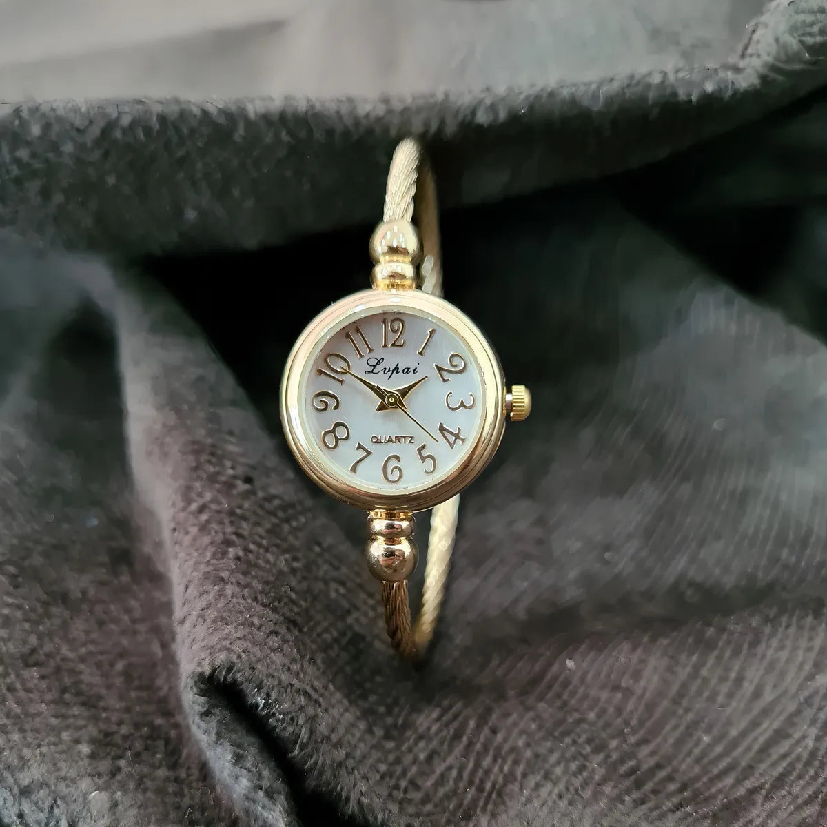 Grace Golden Bracelet Watch with Fine Chain