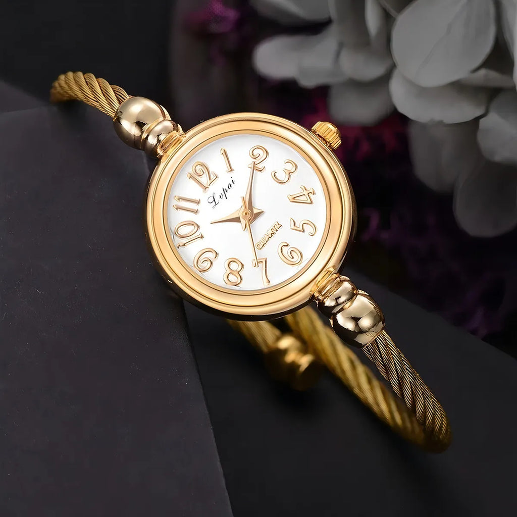 Grace Golden Bracelet Watch with Fine Chain