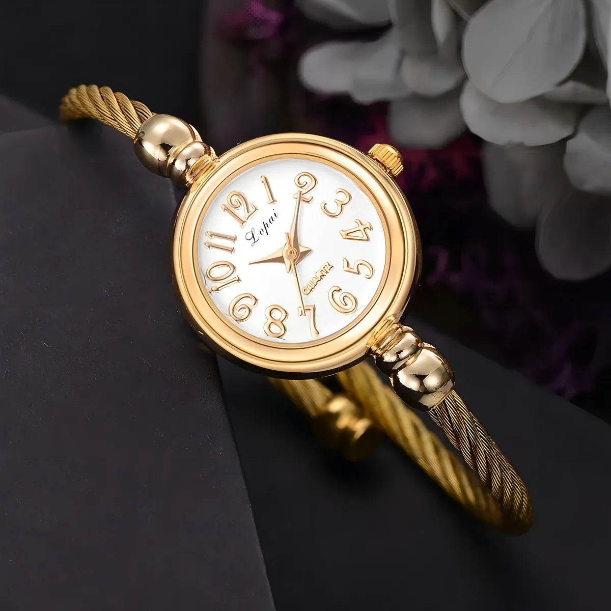 Grace Golden Bracelet Watch with Fine Chain