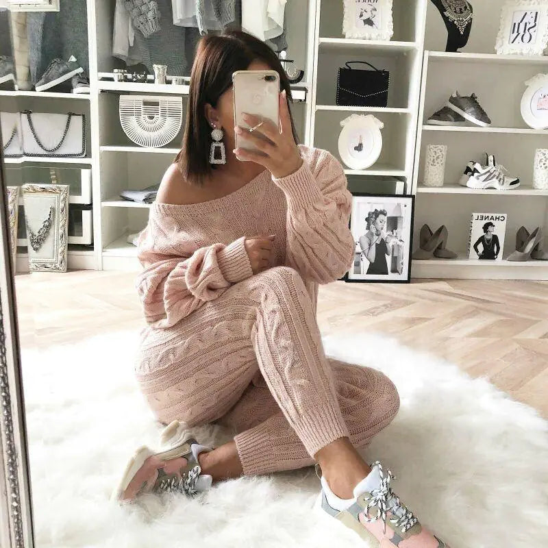 One-Shoulder Sweater Set for Women