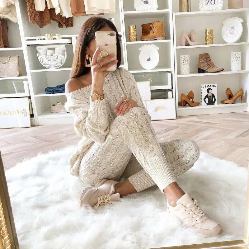One-Shoulder Sweater Set for Women