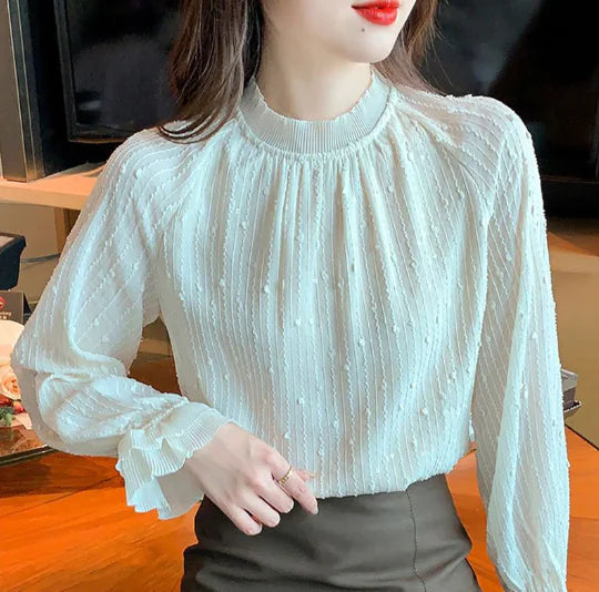 Chic Autumn Pleated Floral Shirt
