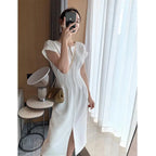 Lunaria White Dress of sculpted elegance and summer purity