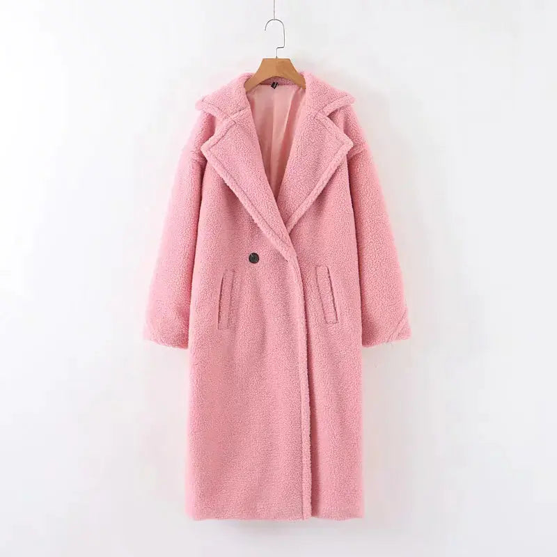 Women's New Long Coat in Lamb Wool for Autumn/Winter