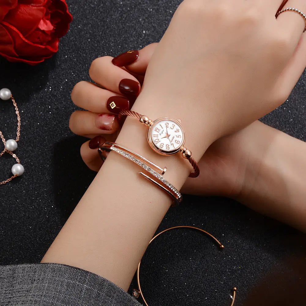 Grace Golden Bracelet Watch with Fine Chain