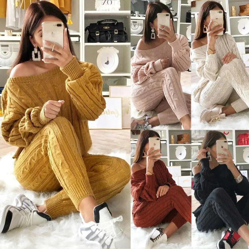 One-Shoulder Sweater Set for Women