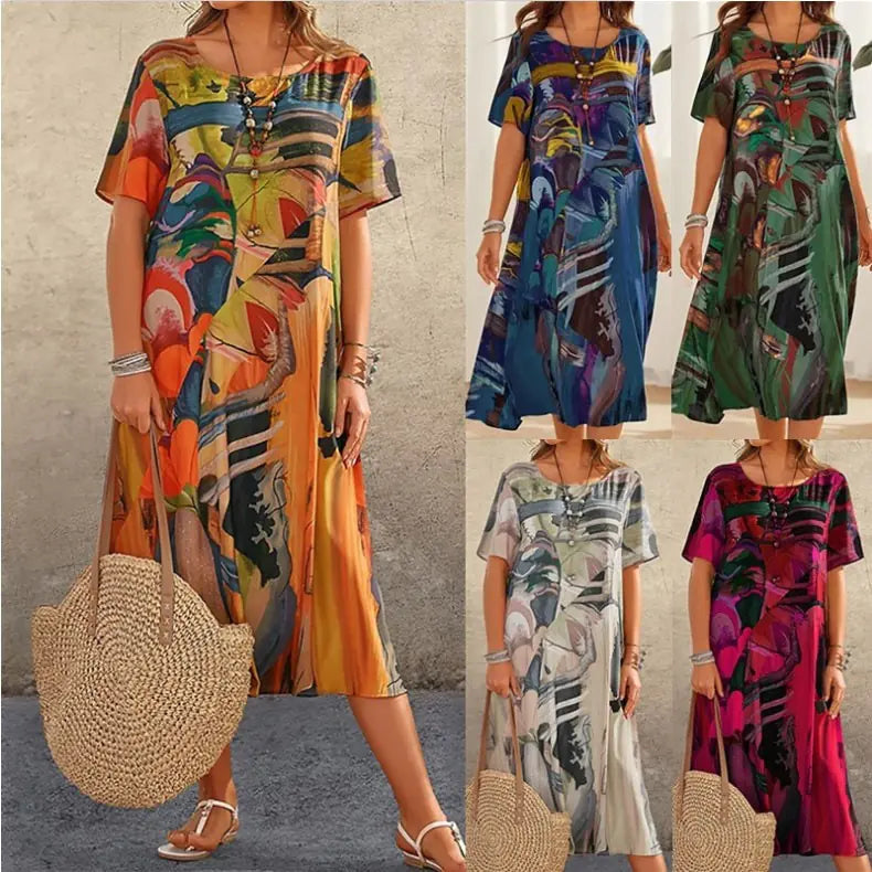 Zaya Print Dress in soft volume and casual elegance
