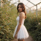 Agnes lece corset mini puff dress