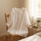 Velina Soft Blouse with delicate sleeves and timeless elegance