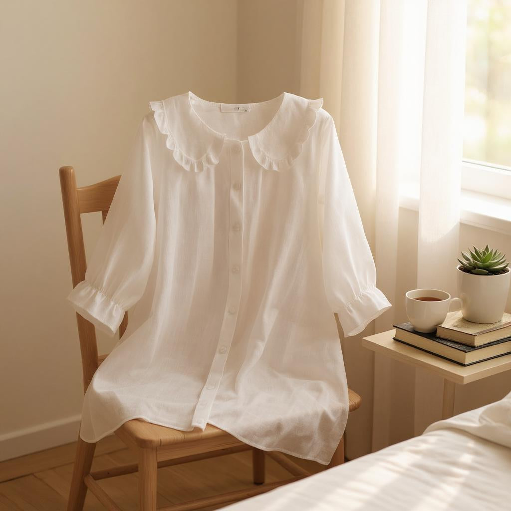 Velina Soft Blouse with delicate sleeves and timeless elegance