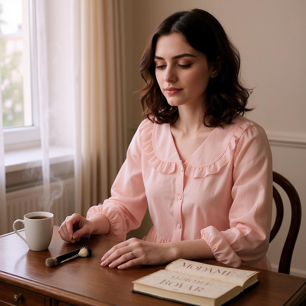 Velina Soft Blouse with delicate sleeves and timeless elegance