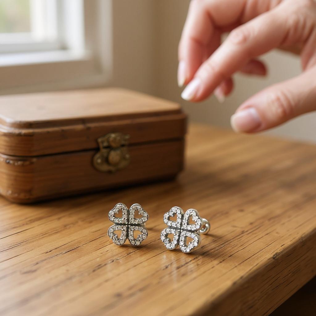 Aloura Clover Earrings of charm soft and shiny