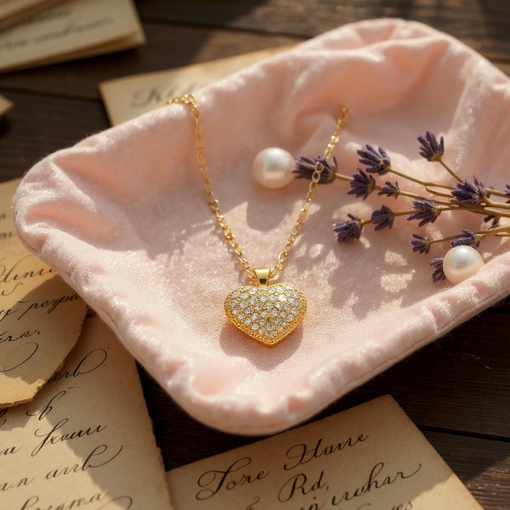 Manu zircon heart necklace