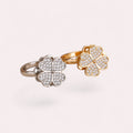 Zircon Heart Four Leaf Clover Spinner Ring for Women