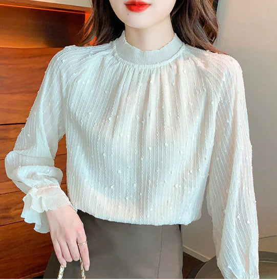 Chic Autumn Pleated Floral Shirt