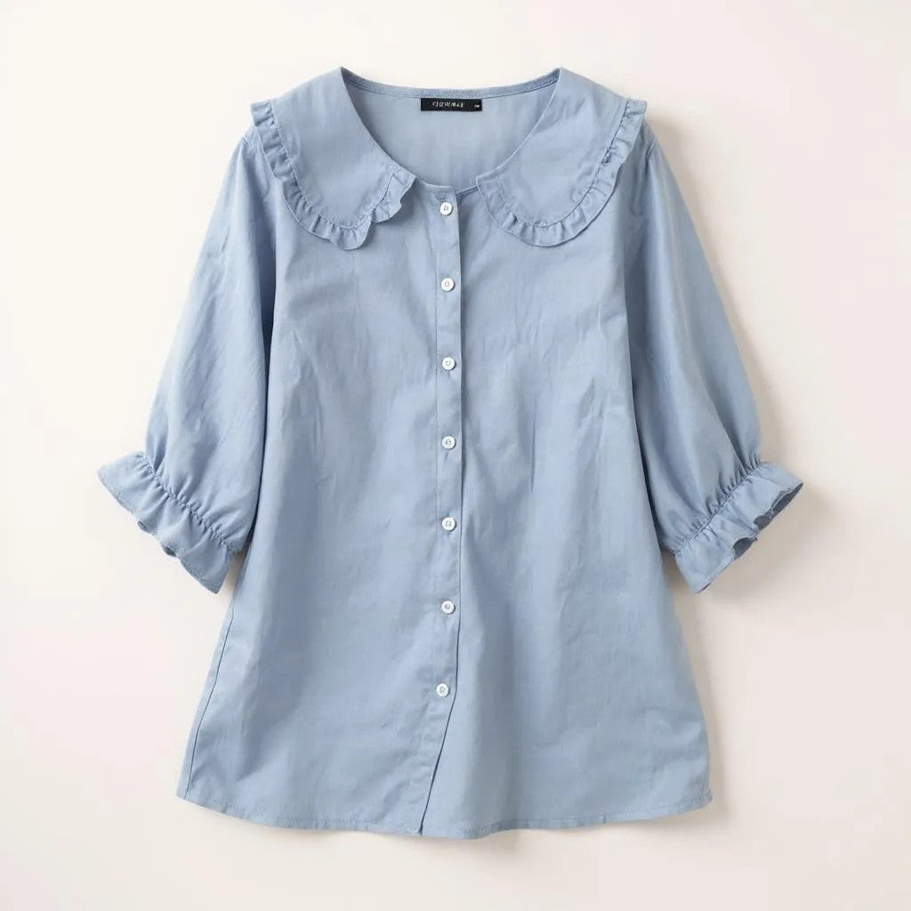 Velina Soft Blouse with delicate sleeves and timeless elegance