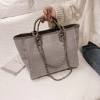 Chic Canvas Chain-Strap Tote