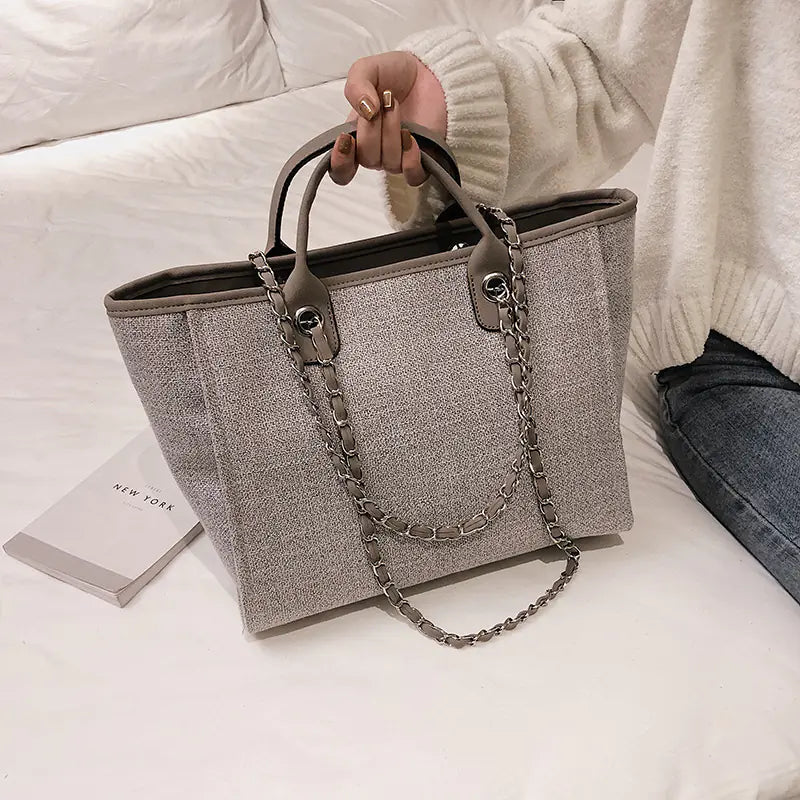 Chic Canvas Chain-Strap Tote