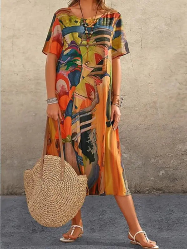 Zaya Print Dress in soft volume and casual elegance