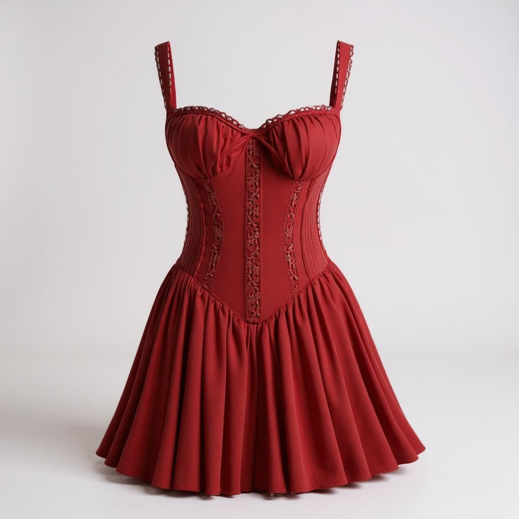 Agnes lece corset mini puff dress
