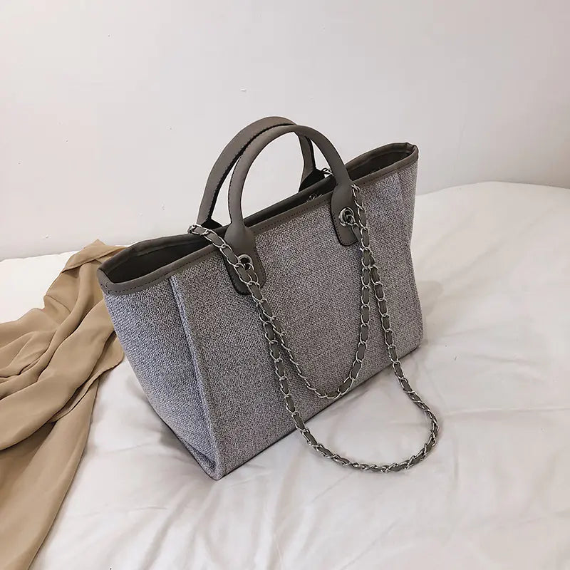Chic Canvas Chain-Strap Tote