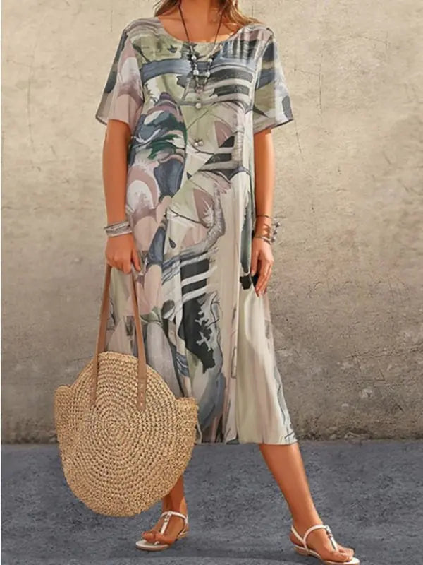 Zaya Print Dress in soft volume and casual elegance
