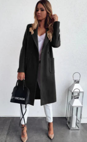 Chic Women's Double Pocket Wool Coat