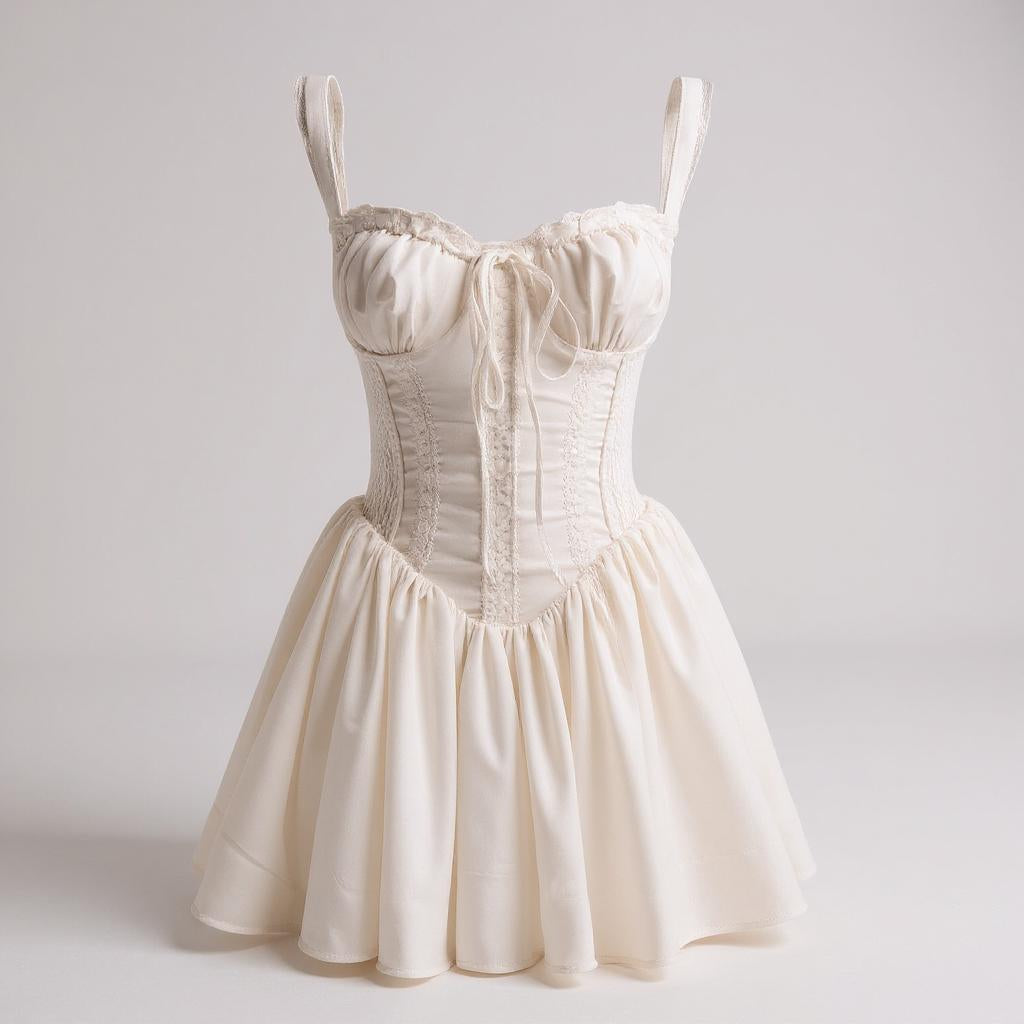Agnes lece corset mini puff dress