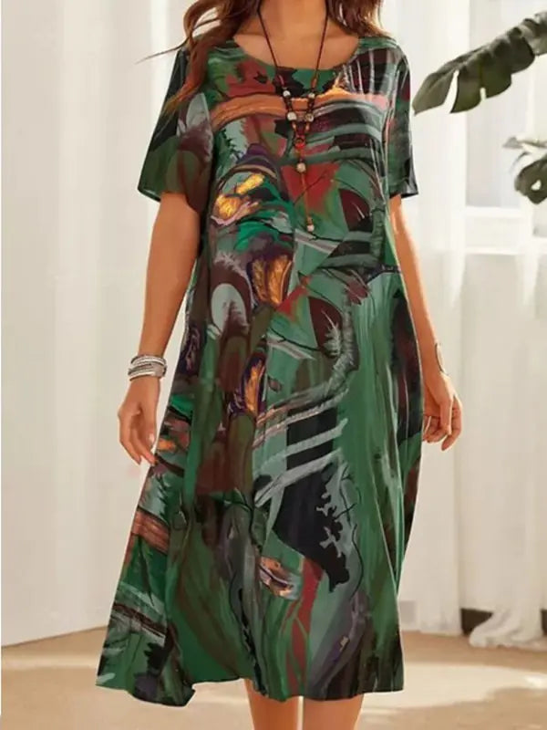 Zaya Print Dress in soft volume and casual elegance